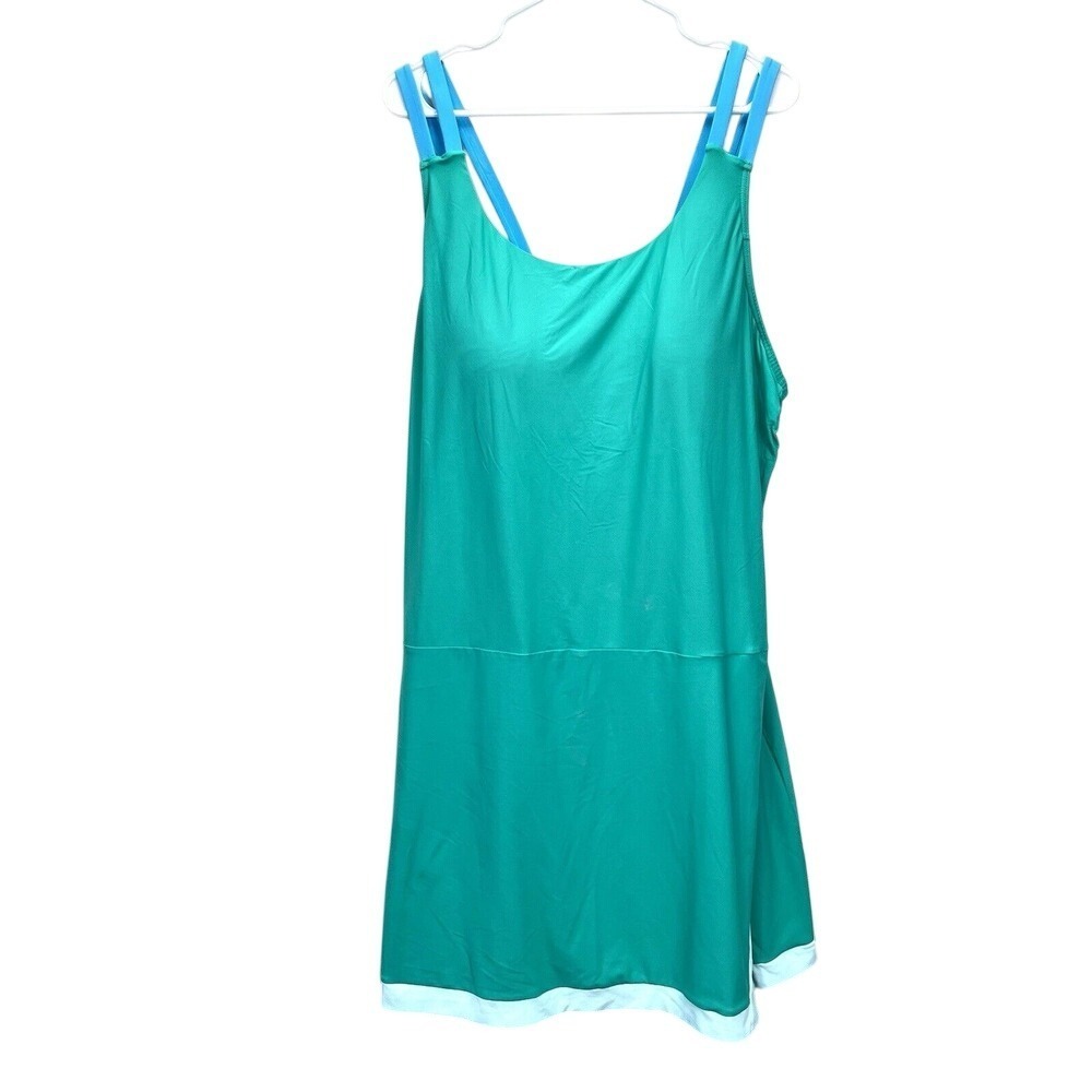 Lands End Green Tummy Control‎ Swim Dress Skirt One Piece Swimsuit Size 26W